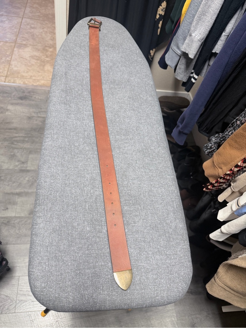 Men's Brown Leather Belt with Brass Tip